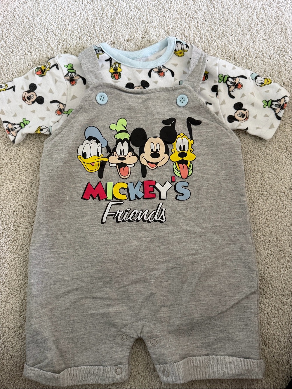 Disney Gray Mickey's Friends Short-Sleeve One-Piece